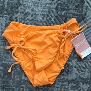 Orange Ruched Bikini Bottom Dippin Daisy M New